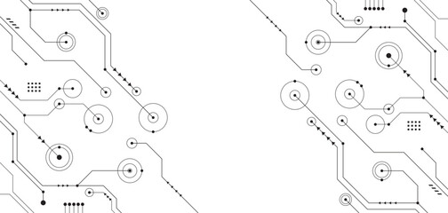 Technology line drawing. Simple line drawing background. Many lines resemble a microchip. Simple drawing with only two colors, black and white.