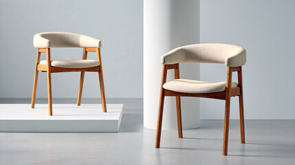 Mid-Century Modern Chairs:  Elegant Design in Neutral Tones