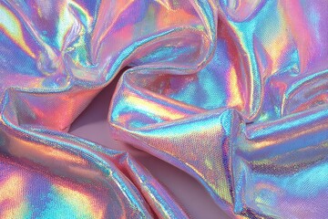 Abstract close-up of iridescent fabric draped in soft pastel colors