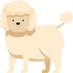 Adorable cartoon poodle dog standing still, showing its characteristic fluffy fur and friendly expression