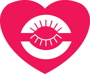 Eye-catching pink heart with abstract eye element for Valentines, love, health or romance themes