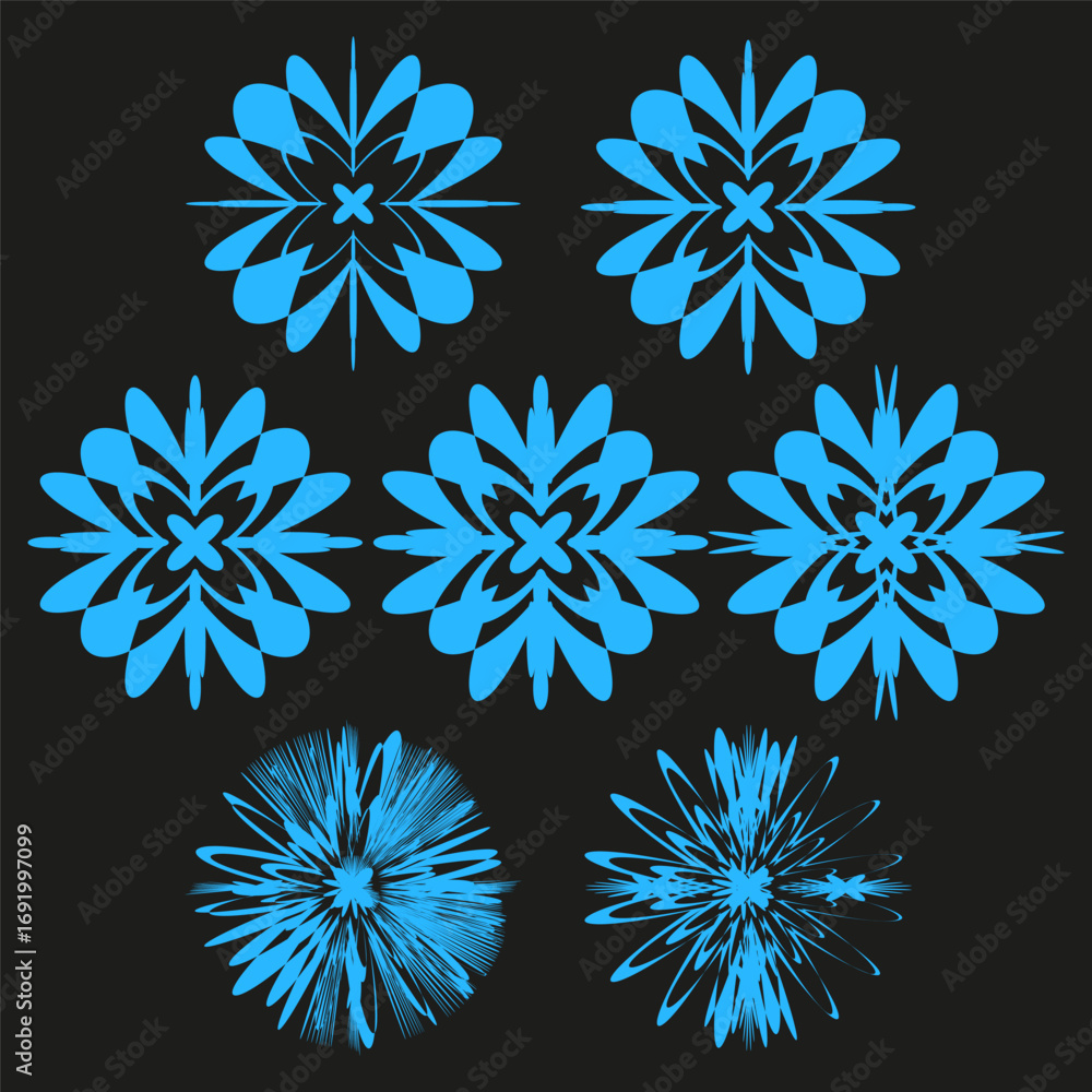 Poster abstract starburst shape. blue color explosion. dynamic motion concept. vector graphic design. eps 1