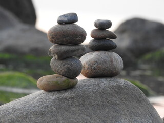 zen stones on the beach