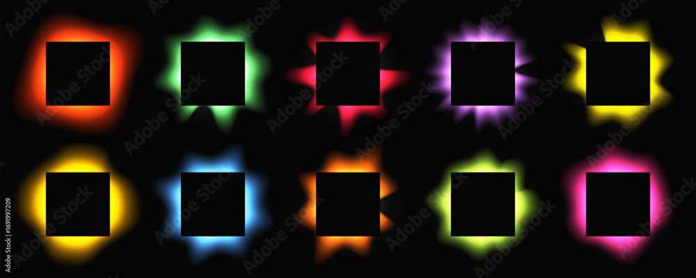 Poster set of square illuminate light frames