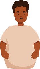Overweight african american man feeling depressed and suffering from obesity and eating disorder