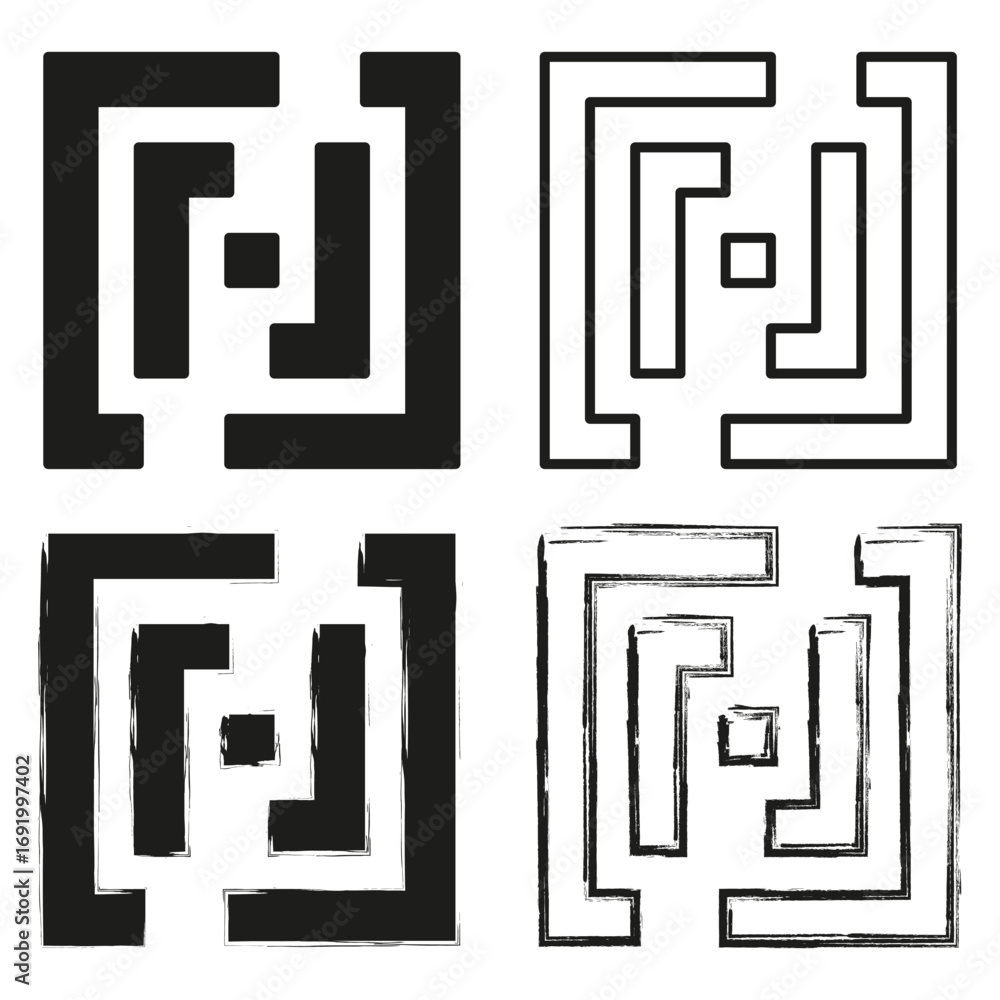 Poster geometric square pattern. abstract maze design. grunge line ornament. vector modern background. eps 