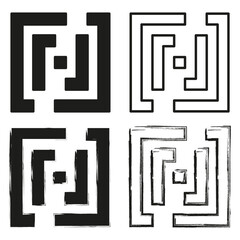 Geometric square pattern. Abstract maze design. Grunge line ornament. Vector modern background. EPS 10.