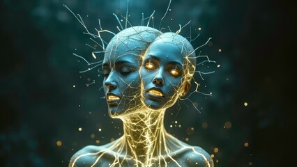 Fantasy glowing humanoid art image