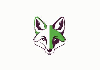 Obraz premium Minimalist vector of abstract fox head in two colors, white background