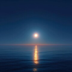 glowing sun above blue horizon