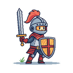 Create Bold Stroke Pixel Knight Character Professional Photo Suitable for Design