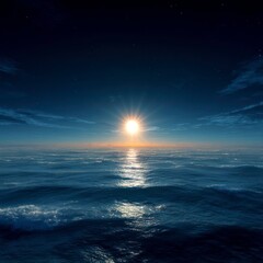 Fototapeta premium glowing sun above blue horizon