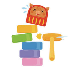 亥年の達磨落とし　失敗