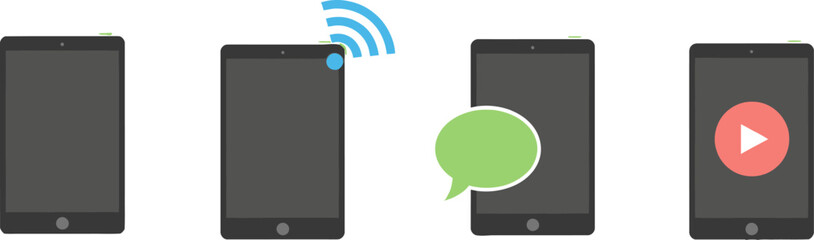 Smartphones connected wireless signal and chat bubble communication technology concept vector