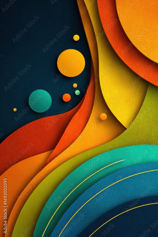 Poster abstract gradient artwork with layered textures and colorful circular elements