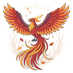 Obraz premium Create Bold Stroke Pixel Phoenix Bird Bac Premium Digital Asset Ideal for Marketing