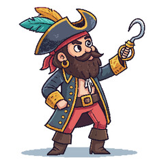 Elegant Create Bold Stroke Pixel Pirate Captain Premium Digital Asset