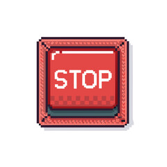 Dynamic Create Bold Stroke Pixel Stop Button Whi High-Quality Stock Image