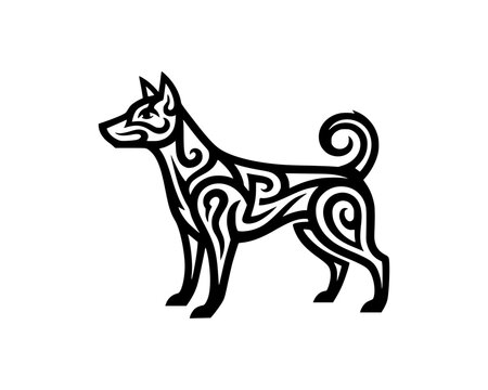 Tribal dog illustration isolated on white background