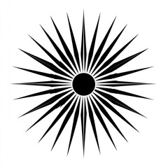 Fototapeta premium Black radiating lines from a central circle on white background