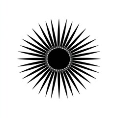 Black radial sunburst design on white background
