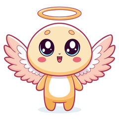 Crisp Create Bold Stroke Kawaii Angel Chibi With Wings High-Quality Stock Image