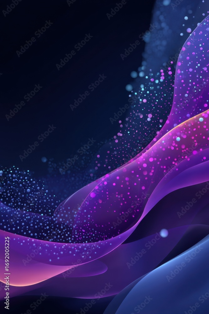 Poster abstract digital waves with a vibrant and colorful particle pattern