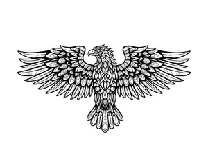 Obraz premium Majestic tribal patterned eagle with wings spread isolated on white background