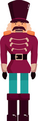 Classic christmas nutcracker soldier toy wearing traditional red uniform, black top hat and boots, perfect for holiday decorations and festive celebrations