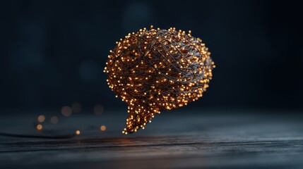 A glowing, abstract speech bubble made of intertwined lights, symbolizing communication and creativity against a dark background.