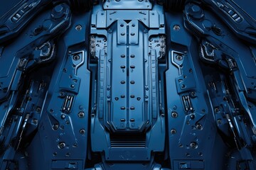 futuristic military background, symmetrical grid of dark blue circuit board patterns, futuristic design elements,