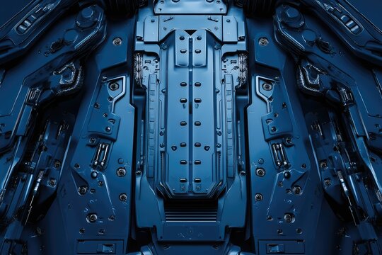 futuristic military background, symmetrical grid of dark blue circuit board patterns, futuristic design elements,