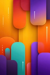 Obraz premium Vibrant colorful background with abstract gradient shapes and upward arrows