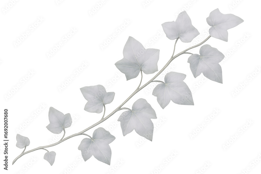 Poster white ivy branch isolated on transparent background, perfect for adding a touch of nature to any pro