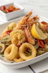 fried shrimp with garlic and basil