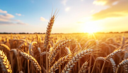 Golden Wheat Field - Autumn Harvest at Sunset