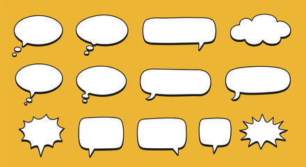 Obraz premium Collection of HandDrawn Speech Bubbles and Cloud.