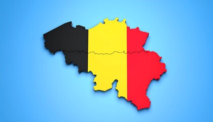 Obraz premium 3D map of Belgium, colored by regions