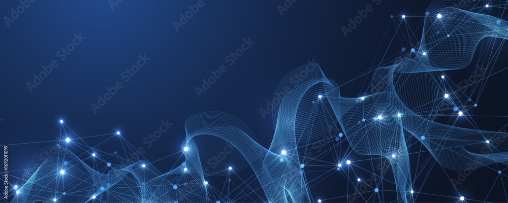 Poster global network connection concept. big data visualization. social network communication in the globa