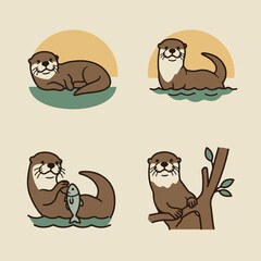 Fototapeta premium Otter icons
