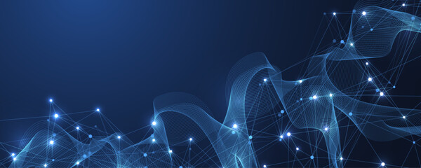 Global network connection concept. Big data visualization. Social network communication in the global computer networks. Internet technology. Business. Science. Vector illustration