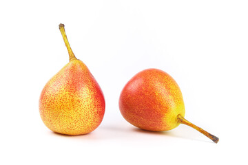 Fresh Colorful Red Yellow Pears Isolated on White Background