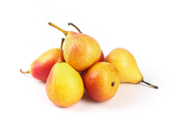 Colorful Fresh Pears on White Background - Healthy Organic Fruit Photography