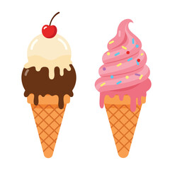 Delicious Ice Cream Cones with Toppings
