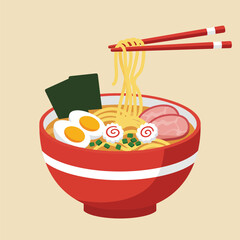 Delicious Japanese Ramen Noodle Soup Dish.