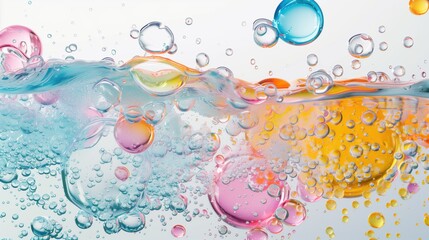 Laundry Sheets. Scientific illustration of laundry detergent sheet molecular breakdown in water, cross-section view showing detergent molecules dispersing from thin sheet structure