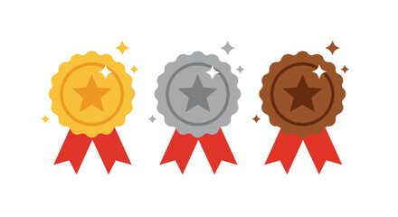 Gold Silver Bronze Medals Award Ribbons.