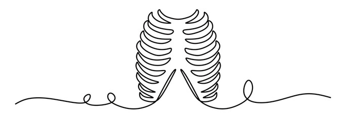 continuous line art of a human rib. this icon is for international radiology day

