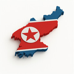 map of North korea map with north korea flag 