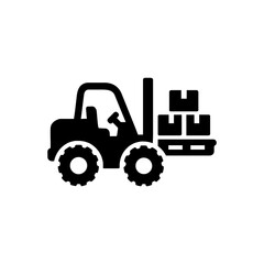 Forklift carrying crates icon